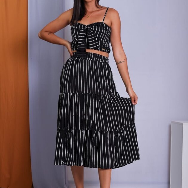 Conjunto Listrado No Viscose