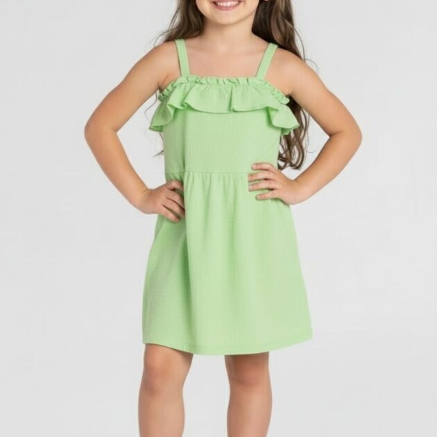 Vestido babado verde