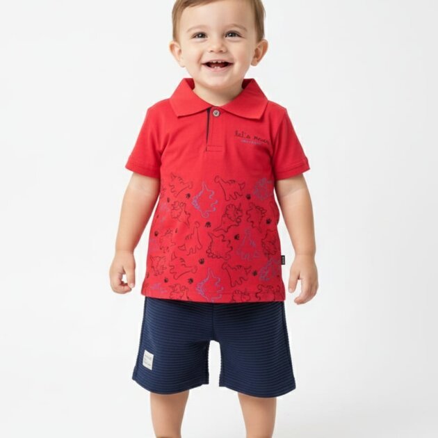 Conjunto Gola polo vermelho