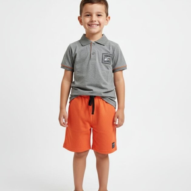 Conjunto Gola Polo cinza