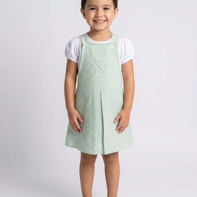 Conjunto Salopete pérolas