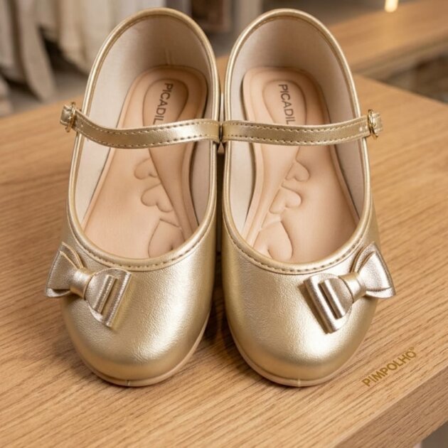 Sapatilha Laço Dourado