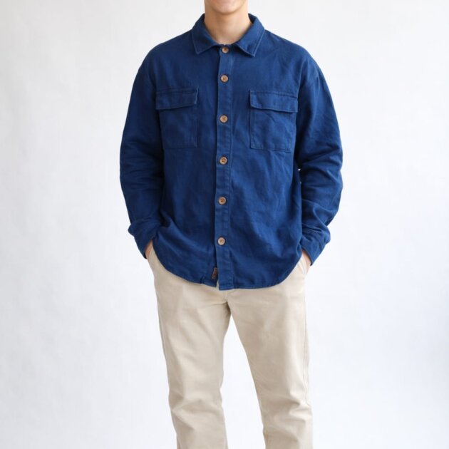 Camisa casual azul Premium